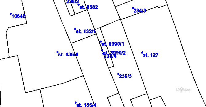 Parcela st. 235/4 v KÚ Hodonín, Katastrální mapa