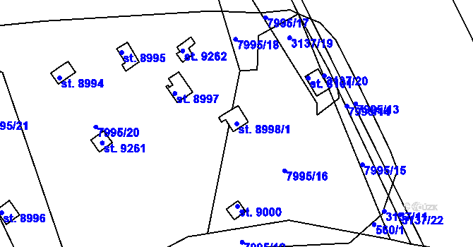 Parcela st. 8998/1 v KÚ Hodonín, Katastrální mapa