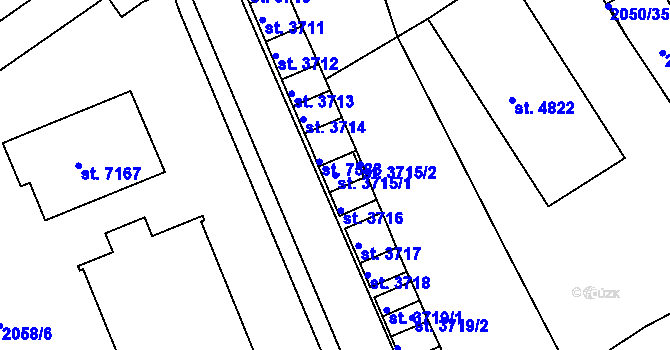 Parcela st. 3715/1 v KÚ Hodonín, Katastrální mapa
