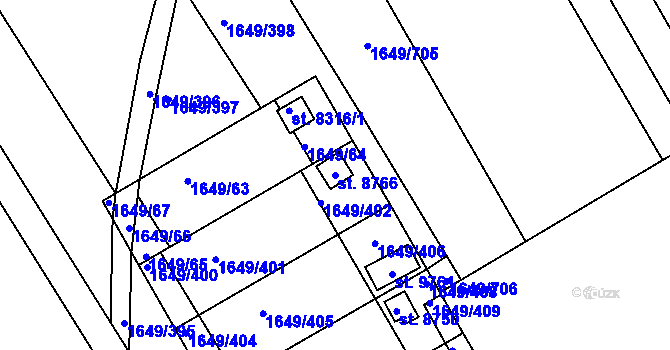 Parcela st. 8766 v KÚ Hodonín, Katastrální mapa