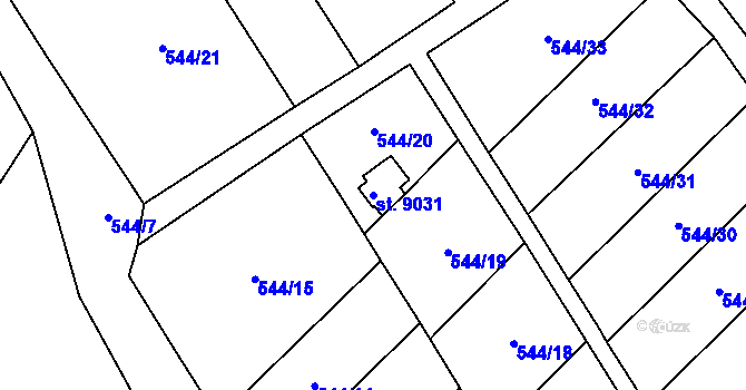 Parcela st. 9031 v KÚ Hodonín, Katastrální mapa