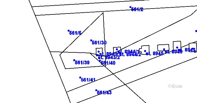 Parcela st. 8943/1 v KÚ Hodonín, Katastrální mapa