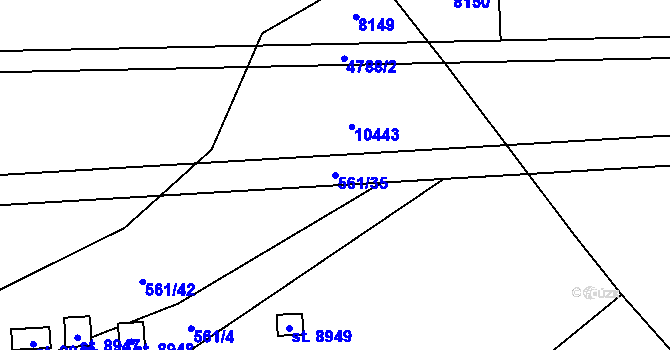 Parcela st. 561/35 v KÚ Hodonín, Katastrální mapa