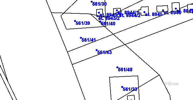 Parcela st. 561/43 v KÚ Hodonín, Katastrální mapa