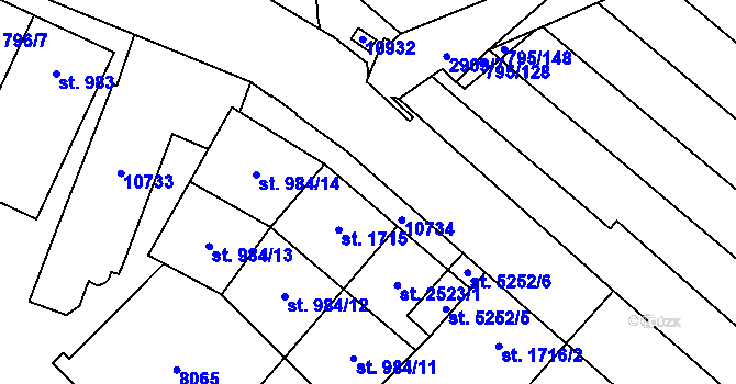 Parcela st. 984/15 v KÚ Hodonín, Katastrální mapa