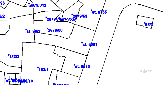 Parcela st. 9081 v KÚ Hodonín, Katastrální mapa