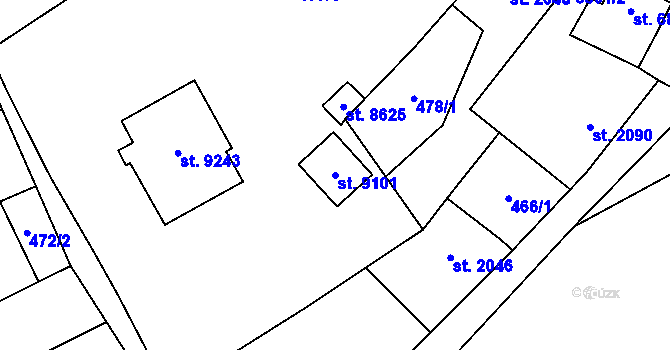 Parcela st. 9101 v KÚ Hodonín, Katastrální mapa