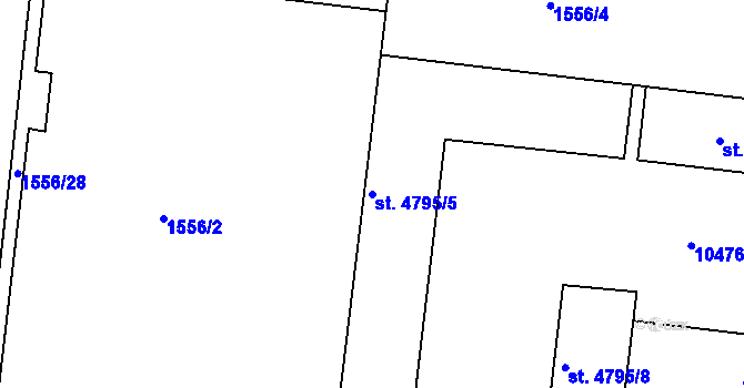 Parcela st. 4795/5 v KÚ Hodonín, Katastrální mapa