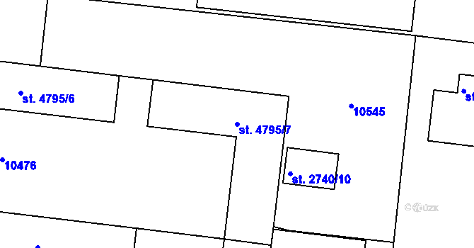 Parcela st. 4795/7 v KÚ Hodonín, Katastrální mapa