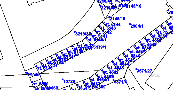 Parcela st. 5139/1 v KÚ Hodonín, Katastrální mapa
