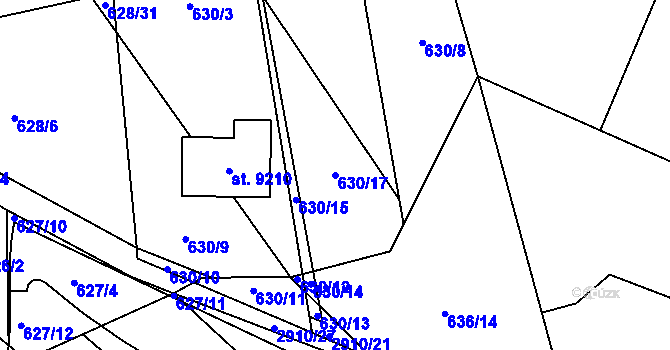 Parcela st. 630/17 v KÚ Hodonín, Katastrální mapa