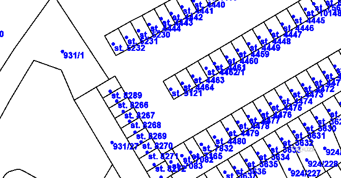 Parcela st. 9121 v KÚ Hodonín, Katastrální mapa