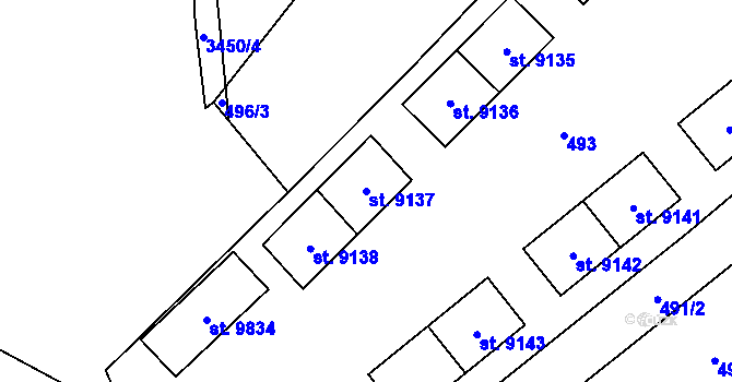 Parcela st. 9137 v KÚ Hodonín, Katastrální mapa