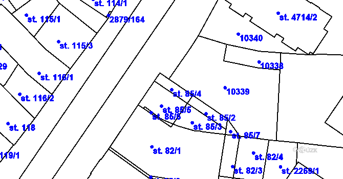 Parcela st. 85/4 v KÚ Hodonín, Katastrální mapa