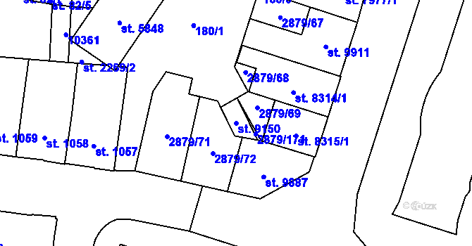 Parcela st. 9150 v KÚ Hodonín, Katastrální mapa