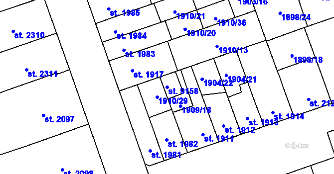 Parcela st. 9158 v KÚ Hodonín, Katastrální mapa