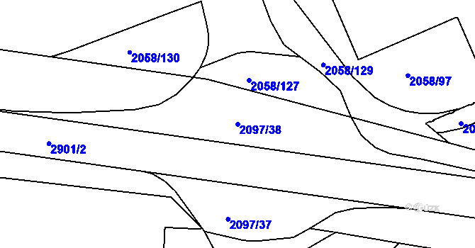 Parcela st. 2097/38 v KÚ Hodonín, Katastrální mapa