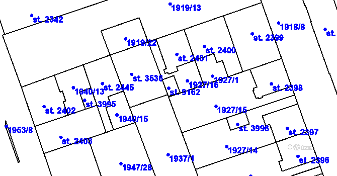 Parcela st. 9162 v KÚ Hodonín, Katastrální mapa