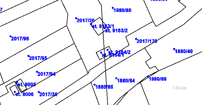 Parcela st. 9164/1 v KÚ Hodonín, Katastrální mapa