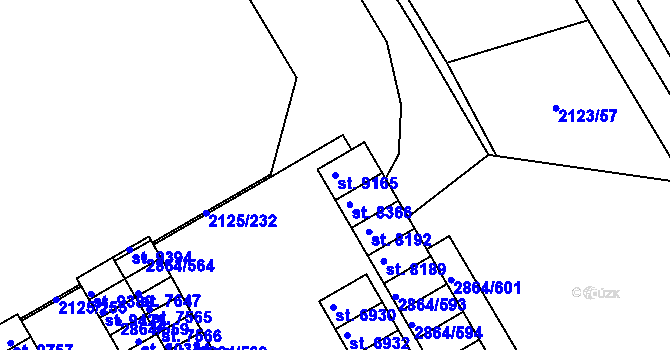 Parcela st. 9165 v KÚ Hodonín, Katastrální mapa