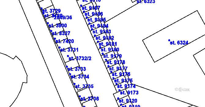 Parcela st. 9179 v KÚ Hodonín, Katastrální mapa