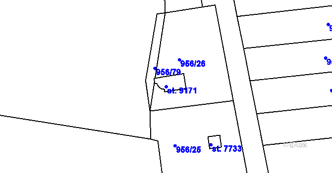 Parcela st. 9171 v KÚ Hodonín, Katastrální mapa