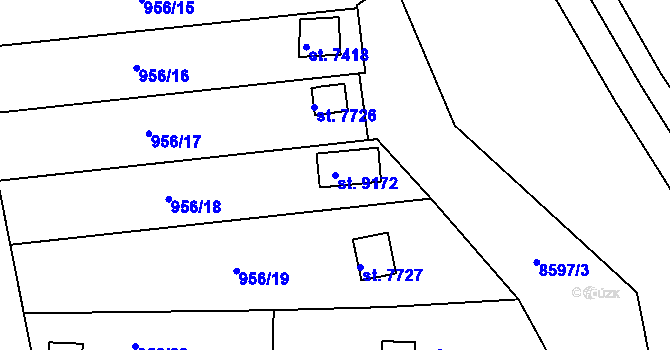 Parcela st. 9172 v KÚ Hodonín, Katastrální mapa