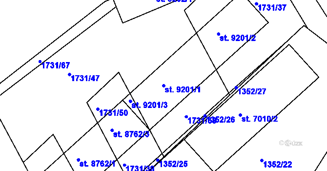 Parcela st. 9201/1 v KÚ Hodonín, Katastrální mapa