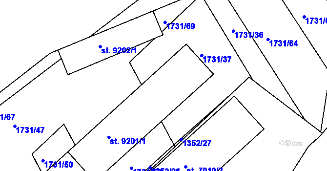 Parcela st. 9201/2 v KÚ Hodonín, Katastrální mapa