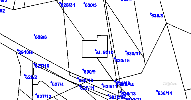 Parcela st. 9210 v KÚ Hodonín, Katastrální mapa