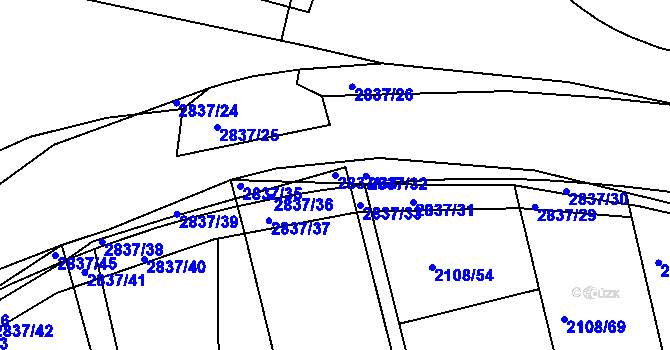 Parcela st. 2837/34 v KÚ Hodonín, Katastrální mapa