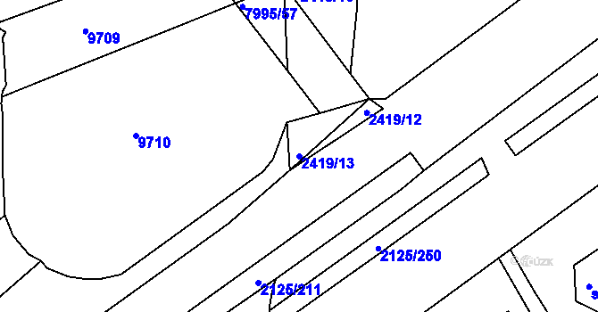 Parcela st. 2419/13 v KÚ Hodonín, Katastrální mapa