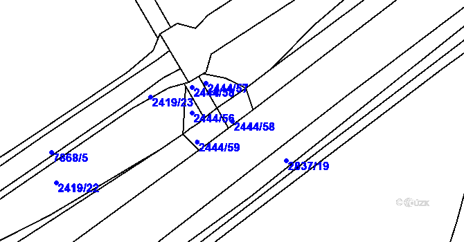 Parcela st. 2444/58 v KÚ Hodonín, Katastrální mapa