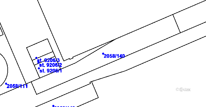 Parcela st. 2058/140 v KÚ Hodonín, Katastrální mapa
