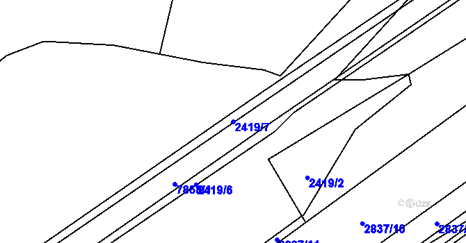 Parcela st. 2419/7 v KÚ Hodonín, Katastrální mapa