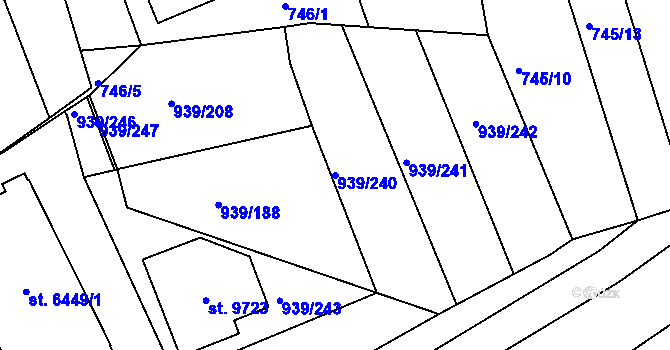 Parcela st. 939/240 v KÚ Hodonín, Katastrální mapa