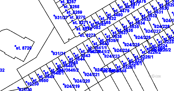 Parcela st. 3641/1 v KÚ Hodonín, Katastrální mapa