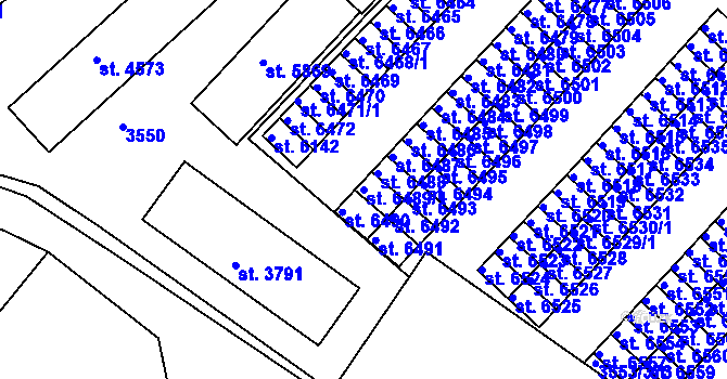 Parcela st. 6489/1 v KÚ Hodonín, Katastrální mapa
