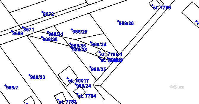 Parcela st. 7785/1 v KÚ Hodonín, Katastrální mapa