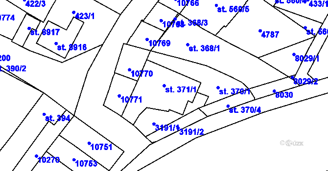 Parcela st. 371/1 v KÚ Hodonín, Katastrální mapa