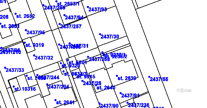 Parcela st. 9238/2 v KÚ Hodonín, Katastrální mapa