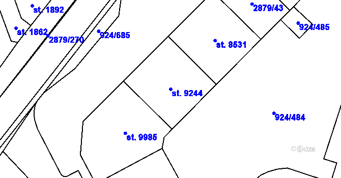 Parcela st. 9244 v KÚ Hodonín, Katastrální mapa