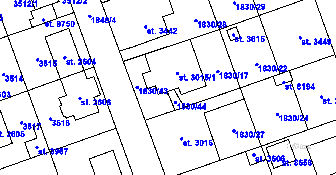 Parcela st. 3015/3 v KÚ Hodonín, Katastrální mapa