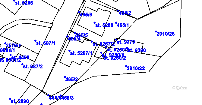Parcela st. 9250/1 v KÚ Hodonín, Katastrální mapa