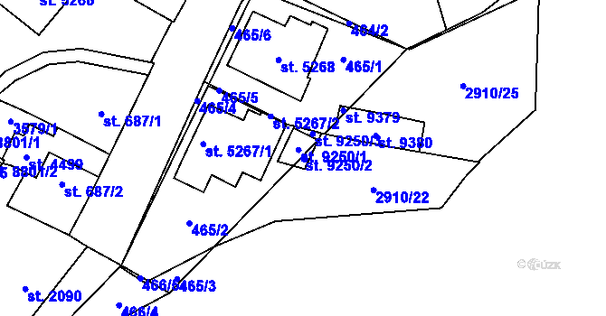 Parcela st. 9250/2 v KÚ Hodonín, Katastrální mapa