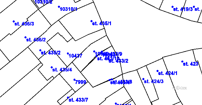 Parcela st. 433/11 v KÚ Hodonín, Katastrální mapa