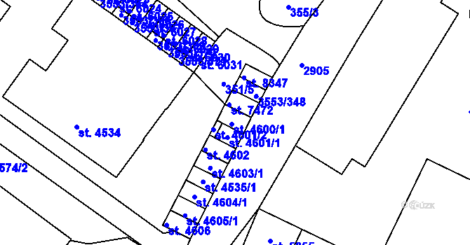 Parcela st. 4600/1 v KÚ Hodonín, Katastrální mapa