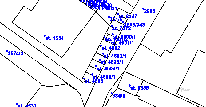 Parcela st. 4603/1 v KÚ Hodonín, Katastrální mapa