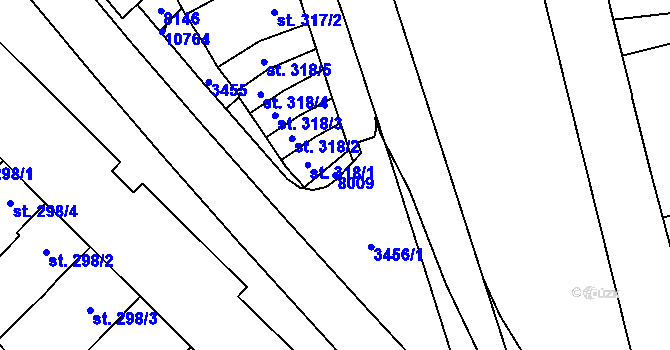 Parcela st. 8009 v KÚ Hodonín, Katastrální mapa