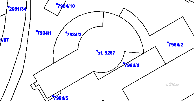 Parcela st. 9267 v KÚ Hodonín, Katastrální mapa
